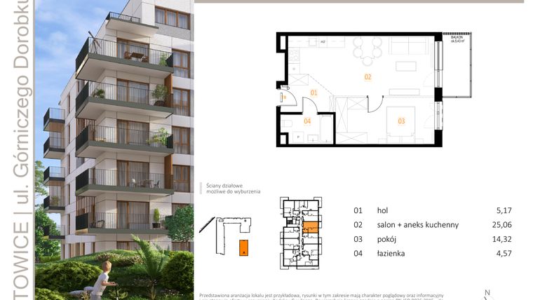 Rzut - Mieszkanie na sprzedaż 2 pokoje o powierzchni 49,12 m² - numer A_34 w Zielony Nikiszowiec