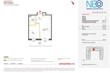 Rzut - Mieszkanie na sprzedaż 2 pokoje o powierzchni 38,6 m² - numer 68 w Neo Nova Ochota 6