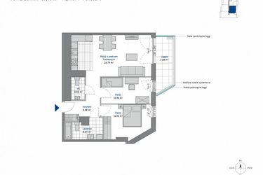 Rzut - Mieszkanie na sprzedaż 3 pokoje o powierzchni 67,15 m² - numer 9.4 w SEAHall