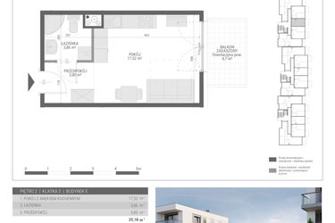 Rzut - Mieszkanie na sprzedaż 1 pokój o powierzchni 25,18 m² - numer 53 w Monsa bud. E