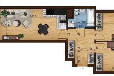 Rzut - Mieszkanie na sprzedaż 3 pokoje o powierzchni 53,93 m² - numer 6C.51 w Mierzeja Wiślana etap III