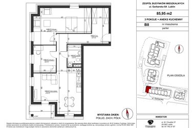 Rzut - Mieszkanie na sprzedaż 3 pokoje o powierzchni 85,95 m² - numer B.8 w Garbarska Urban Koncept