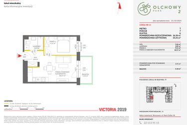 Rzut - Mieszkanie na sprzedaż 2 pokoje o powierzchni 36,38 m² - numer B.11 w Olchowy Park II
