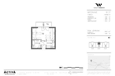 Rzut - Mieszkanie na sprzedaż 1 pokój o powierzchni 28,93 m² - numer B1.17 w Tarasy Wierzycy