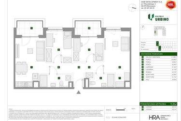 Rzut - Mieszkanie na sprzedaż 4 pokoje o powierzchni 74,89 m² - numer 1.3.C.10 w Osiedle Urbino