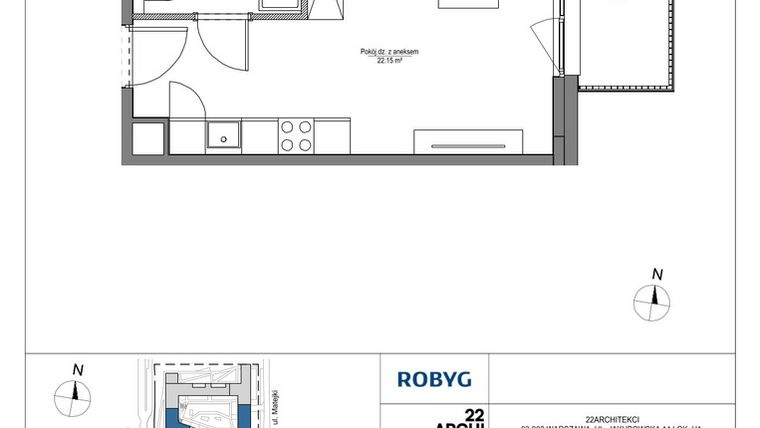 Rzut - Mieszkanie na sprzedaż 1 pokój o powierzchni 26,48 m² - numer LH/LHA/A/6/3 w Lira House