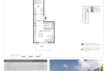 Rzut - Mieszkanie na sprzedaż 2 pokoje o powierzchni 49,3 m² - numer M48 w Modern House II