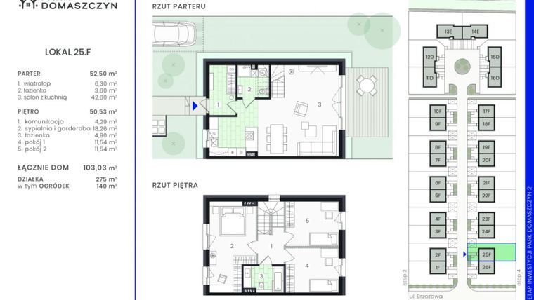 Rzut - Dom na sprzedaż 5 pokoi o powierzchni 103,51 m² - numer 25F w Park Domaszczyn 2 - etap 4