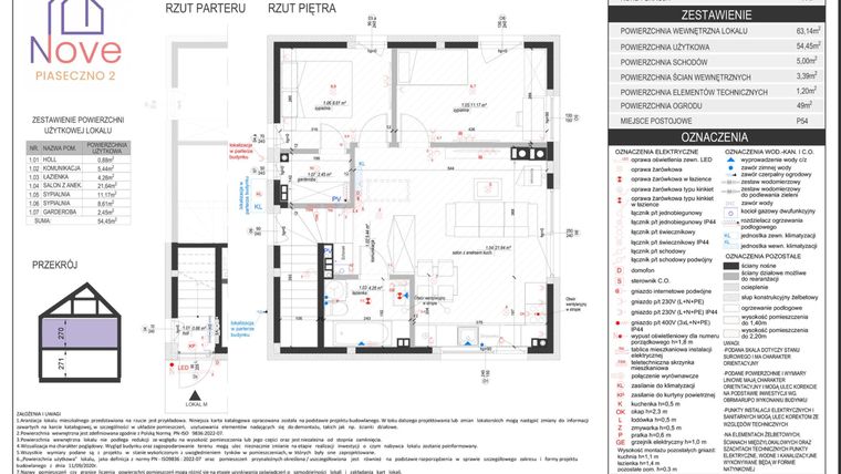 Rzut - Dom na sprzedaż 3 pokoje o powierzchni 54,45 m² - numer E7.2 w Nove Piaseczno 2 etap E