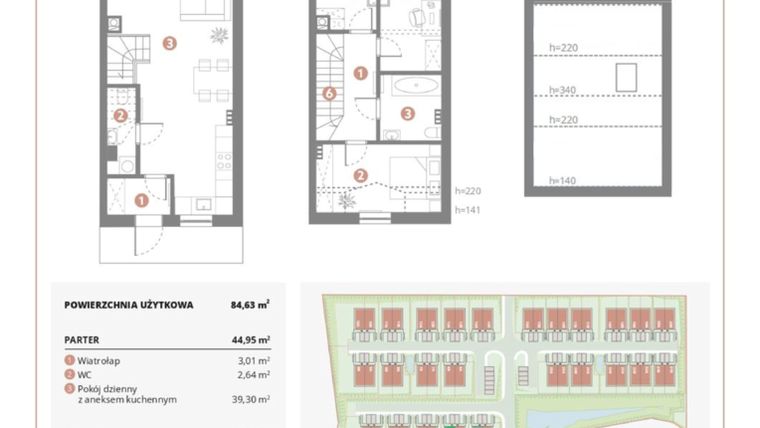 Rzut - Dom na sprzedaż 4 pokoje o powierzchni 84,63 m² - numer 2B w Bursztynova Polana
