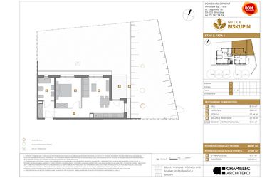 Rzut - Mieszkanie na sprzedaż 2 pokoje o powierzchni 46,97 m² - numer U2 w Wille Biskupin Etap 2.1