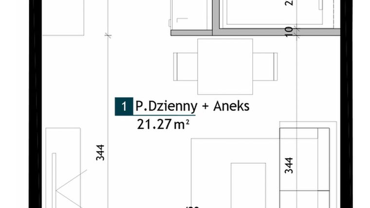 Rzut - Mieszkanie na sprzedaż 1 pokój o powierzchni 25,73 m² - numer AD0202 w Viva Cité 2