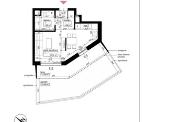 Rzut - Mieszkanie na sprzedaż 1 pokój o powierzchni 31,71 m² - numer D2/2/0/2 w Malta Wołkowyska etap III