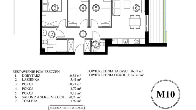 Rzut - Mieszkanie na sprzedaż 4 pokoje o powierzchni 67,23 m² - numer 10 w Młody Straszyn Park VI - bud. A