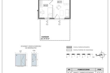 Rzut - Mieszkanie na sprzedaż 2 pokoje o powierzchni 33,21 m² - numer 6.A.04 w Urzeka bud. 6 i 7