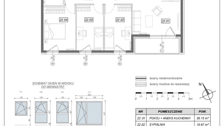 Rzut - Mieszkanie na sprzedaż 4 pokoje o powierzchni 78,94 m² - numer 5.A.22 w Nowe Południe bud. 5