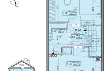 Rzut - Dom na sprzedaż 3 pokoje o powierzchni 72,53 m² - numer 66A w Nova Magdalenka 7 etap VII-VIII