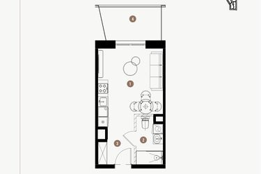 Rzut - Mieszkanie na sprzedaż 1 pokój o powierzchni 25,56 m² - numer 4.09 w WIMA APARTMENTS