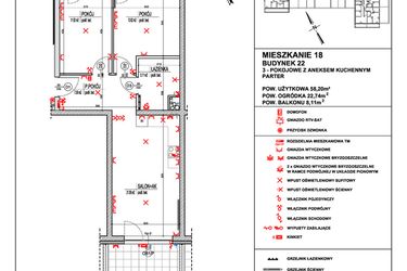 Rzut - Mieszkanie na sprzedaż 3 pokoje o powierzchni 58,2 m² - numer 18 w Osiedle 4 Pory Roku - Etap VIII