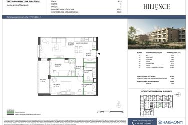 Rzut - Mieszkanie na sprzedaż 3 pokoje o powierzchni 70,09 m² - numer A-25 w Hillence