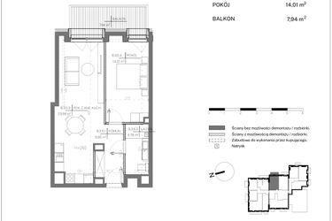 Rzut - Mieszkanie na sprzedaż 2 pokoje o powierzchni 48,69 m² - numer B.3.5 w Polanka 21