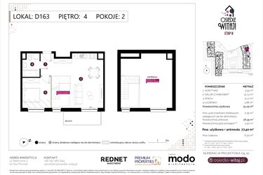Rzut - Mieszkanie na sprzedaż 3 pokoje o powierzchni 78,64 m² - numer D163 w Osiedle Witaj etap II