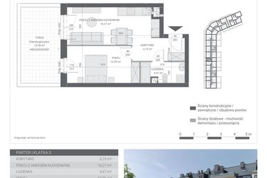 Rzut - Mieszkanie na sprzedaż 2 pokoje o powierzchni 39,98 m² - numer 49 w Ignatki Forest etap II