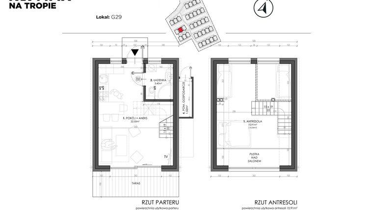 Rzut - Dom na sprzedaż 3 pokoje o powierzchni 49,8 m² - numer G29 w Sea House Wicie