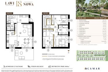 Rzut - Mieszkanie na sprzedaż 4 pokoje o powierzchni 98,37 m² - numer 11B w Lawinowa 18