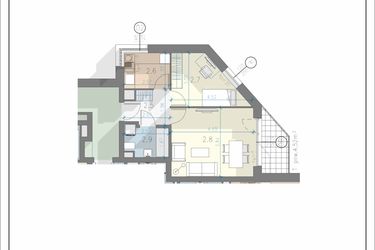 Rzut - Mieszkanie na sprzedaż 2 pokoje o powierzchni 40,9 m² - numer 9 w Residence Przewóz 41