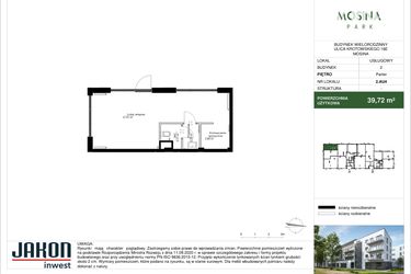 Rzut - Lokal użytkowy na sprzedaż 1 pokój o powierzchni 39,72 m² - numer 2.AU4 w Mosina Park