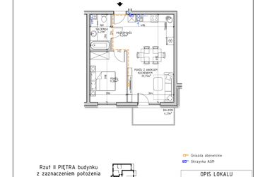 Rzut - Mieszkanie na sprzedaż 2 pokoje o powierzchni 43,84 m² - numer 48 w Osiedle OdNowa K5