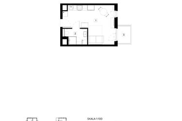 Rzut - Mieszkanie na sprzedaż 1 pokój o powierzchni 26 m² - numer M048 w Oh! Praga