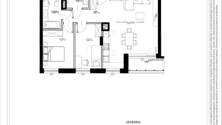 Rzut - Mieszkanie na sprzedaż 3 pokoje o powierzchni 67,48 m² - numer B46 w Osiedle pod Klonami "Klonowa 11"