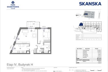 Rzut - Mieszkanie na sprzedaż 2 pokoje o powierzchni 58,1 m² - numer HA0002 w Park Skandynawia V