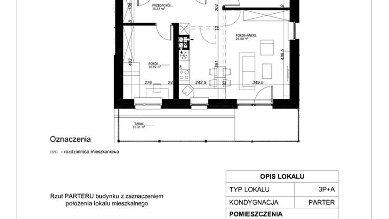 Rzut - Mieszkanie na sprzedaż 3 pokoje o powierzchni 62,71 m² - numer 2 w Esperanto Park etap II