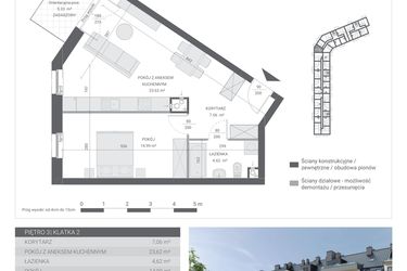 Rzut - Mieszkanie na sprzedaż 2 pokoje o powierzchni 50,29 m² - numer 44 w Ignatki Forest