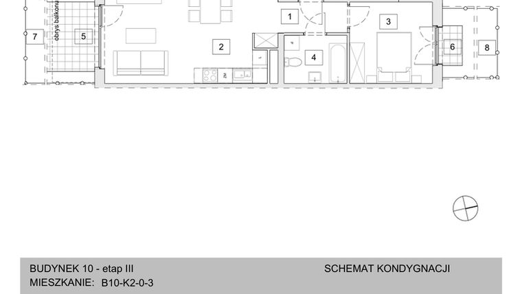 Rzut - Mieszkanie na sprzedaż 2 pokoje o powierzchni 43,39 m² - numer B10-K2-0-3 w Żerniki na Novo III