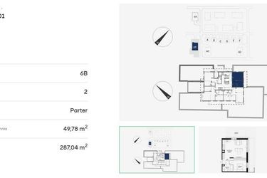 Rzut - Mieszkanie na sprzedaż 2 pokoje o powierzchni 49,78 m² - numer 6B0001 w Jaśminowy Mokotów etap VI