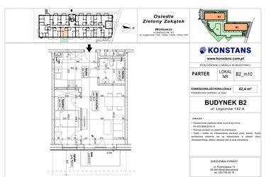 Rzut - Mieszkanie na sprzedaż 2 pokoje o powierzchni 42,4 m² - numer B2.10 w Osiedle Zielony Zakątek- etap II