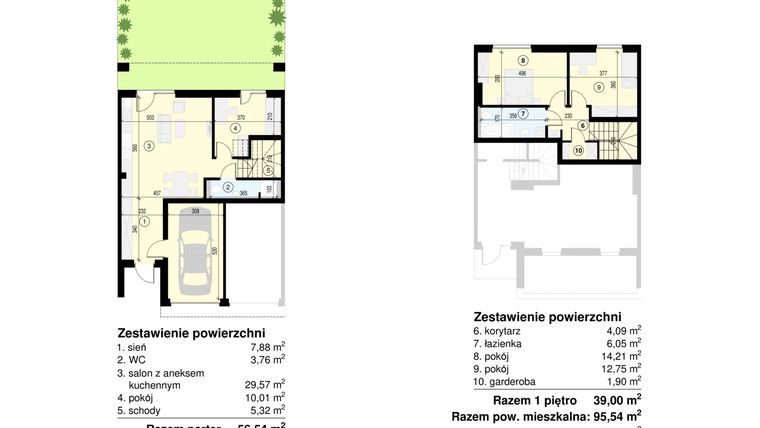 Rzut - Mieszkanie na sprzedaż 4 pokoje o powierzchni 95 m² - numer 42 m.1 w Osiedle Planety 5