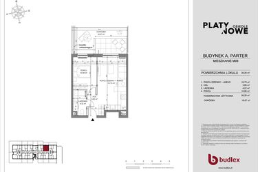 Rzut - Mieszkanie na sprzedaż 2 pokoje o powierzchni 38,26 m² - numer A.09 w Osiedle Platynowe