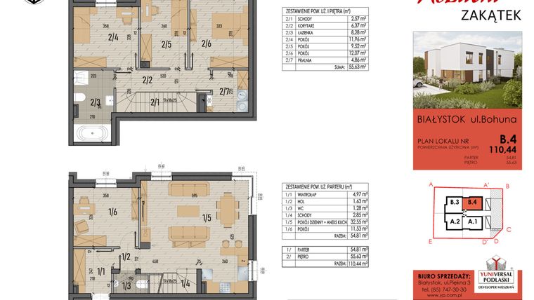 Rzut - Dom na sprzedaż 5 pokoi o powierzchni 110,44 m² - numer 4 w Kozacki Zakątek