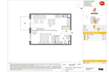Rzut - Mieszkanie na sprzedaż 2 pokoje o powierzchni 41,08 m² - numer C.24 w Osiedle Rapsodia etap 2