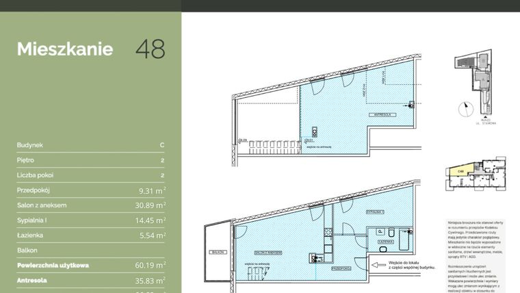 Rzut - Mieszkanie na sprzedaż 2 pokoje o powierzchni 96,02 m² - numer C48 w Stawowa Residence - etap V