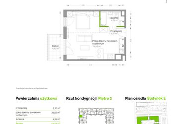 Rzut - Mieszkanie na sprzedaż 1 pokój o powierzchni 33,68 m² - numer E.015 w Centralna Vita