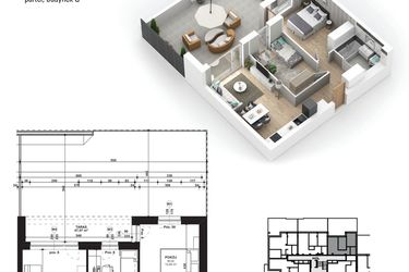 Rzut - Mieszkanie na sprzedaż 3 pokoje o powierzchni 53,36 m² - numer 4 w Piano Park etap V