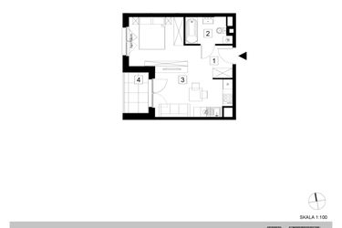 Rzut - Mieszkanie na sprzedaż 1 pokój o powierzchni 32,32 m² - numer A3-2-148 w Hipoteczna Park