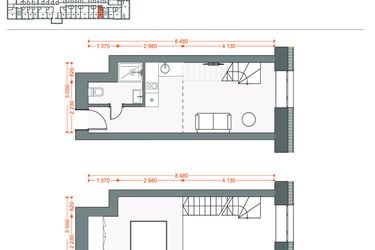 Rzut - Mieszkanie na sprzedaż 2 pokoje o powierzchni 36,1 m² - numer 63 w Legionów 102