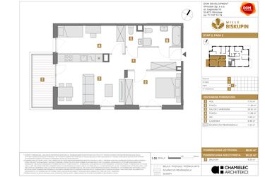Rzut - Mieszkanie na sprzedaż 3 pokoje o powierzchni 58,93 m² - numer Y/4 w Wille Biskupin Etap 2.2